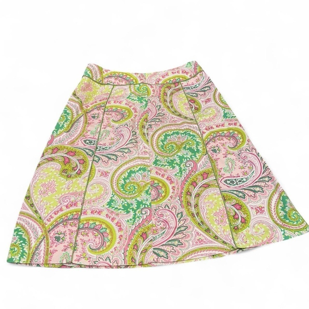 Chadwicks Pink and Green Paisley A-Line Skirt